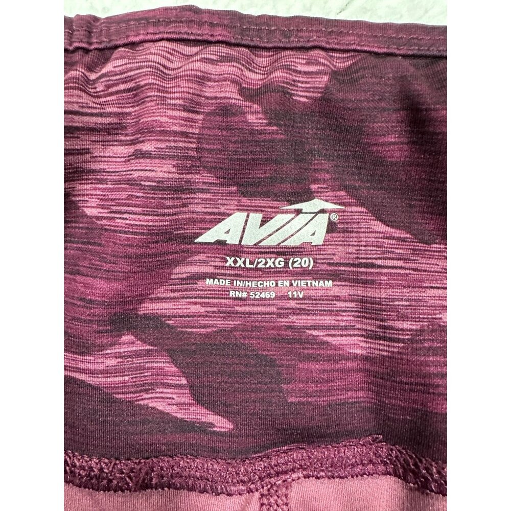 Avia Womens XXL Camouflage Leggings Stretch Fit Maroon Purple Activewear - Picture 3 of 9